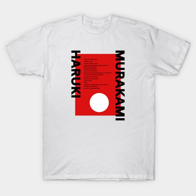 Haruki Murakami Books T-Shirt by MindGlowArt